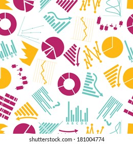 graphs icons seamless color pattern eps10