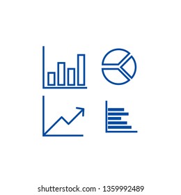 Graphs line icon concept. Graphs flat  vector symbol, sign, outline illustration.