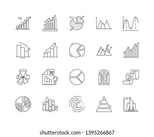 Graphs line icons, signs, vector set, outline illustration concept 