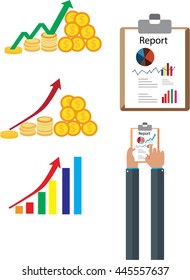 Graphs on the hand, meeting concept, document report Graphs