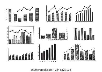 Gráficos sobre fondo blanco, Set dibujado a mano . Vector	