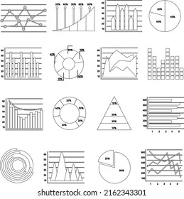 Graphs outline flat elements vector collection set