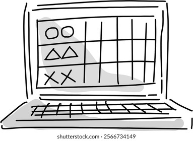 Graphs, Tables and PC hand drawing vector illustration