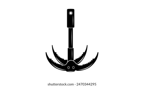 Grappling Hook, black isolated silhouette