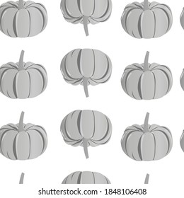 Grascale pumpkin seamless background. Vector illustration isolated on white background. Texture for fabric, textile, menu, packaging, website.