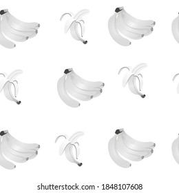 Grascale seamless pattern of bananas. Vector illustration isolated on white background. Texture for fabric, textile, packaging, website.