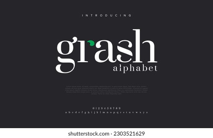Grash abstract digital technology logo font alphabet. Minimal modern urban fonts for logo, brand etc. Typography typeface uppercase lowercase and number. vector illustration
