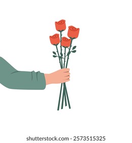 Grasp flowers. Bloom flower. Spring season. Floral gift. Flower decoration. Tropical flower. Holding gift. Hold flower. 