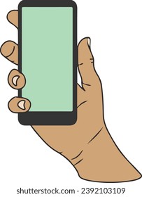 Grasp modern connectivity with our hand holding a smartphone illustration. Perfect for tech and communication projects. Download now for a contemporary touch.