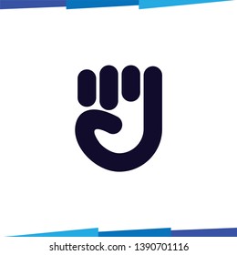 grasping hand line logo vector