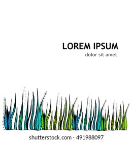 Grass abstraction background drawing pen. Vector