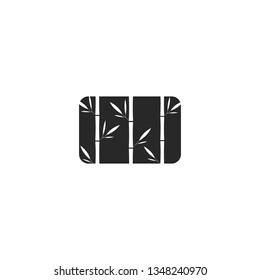 Grass bamboo logo rectangle shape, black and white negative, space style, creative emblem for spa or beauty salon, Asian massage, cosmetics label