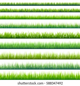 Grass banners set. Nature background. Meadow. Spring, summer season. Plant growth. Green.