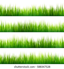 Grass banners set. Nature background. Meadow. Spring, summer season. Plant growth. Green.