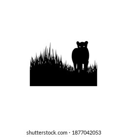  Grass and Black Panther Silhouette Illustration Vector