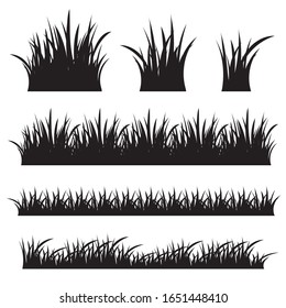 Grass black silhouette isolated on white background. 