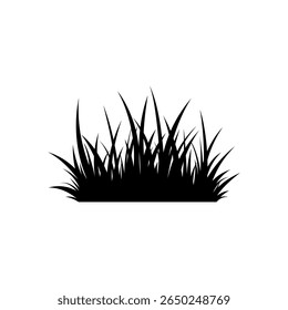Grama, silhueta preta isolada em um fundo branco, design plano, ilustração vetorial. Um elemento gráfico botânico para bordas, decorações, banners e planos de fundo. Vegetação realista
