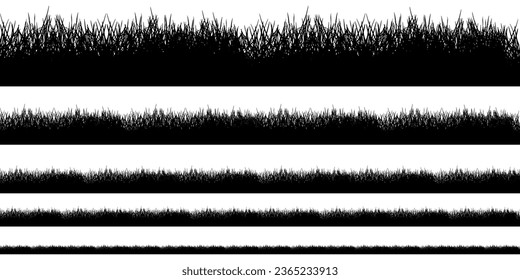 Grass, black silhouette, set. Vector illustration.