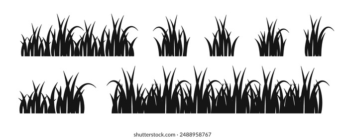 Grass black silhouette vector illustration. Floral grass field set.