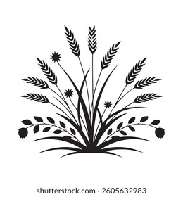 Grass Black And White Simple Design Silhouette