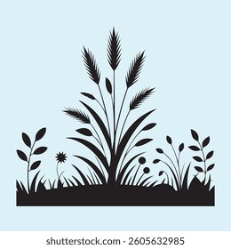 Grass Black And White Simple Design Silhouette