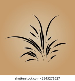 Grass blades or leaf shapes on a beige background, logo design or design elements, vector illustration