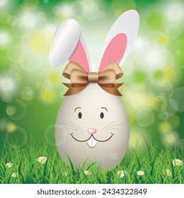 Grass Bokeh Easter Egg Rabbit Funny Face