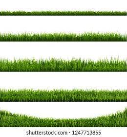 Grass Border Big Collection, Vector Illustration