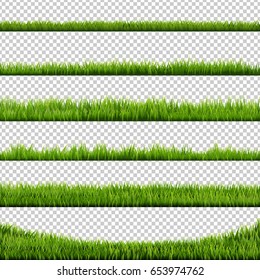 Grass Border Big Set, Vector Illustration