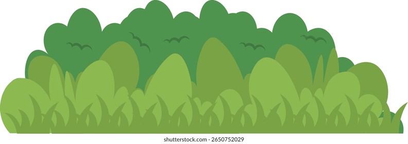 Decoración de la frontera de la hierba aislada en el fondo blanco. Ilustración vectorial