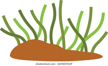 Grass Border Decorative with Flat Cartoon Design. Vector Illustration