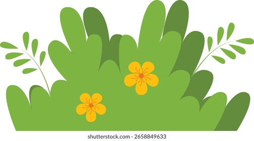 Grass Border Element with Cute Cartoon Design. Vector Illustration.