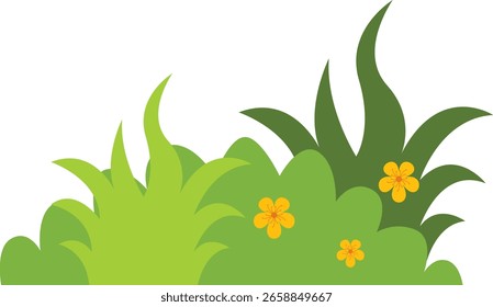 Gras-Rand-Element mit niedlichen Cartoon-Design. Vektorgrafik.