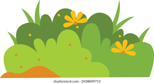 Gras-Rand-Element mit niedlichen Cartoon-Design. Vektorgrafik.