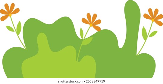 Grass Border Element with Cute Cartoon Design. Vector Illustration.