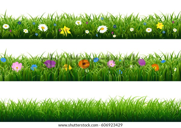 Grass Border Flower Gradient Mesh Vector Stock Vector (Royalty Free ...