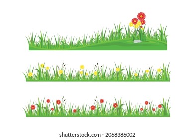 grass border with flowers vector design