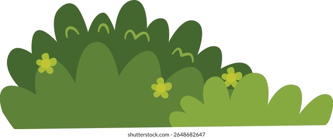 Grass Border Illustration with Trendy Cartoon Design. Isolated on White Background. Vector Clipart