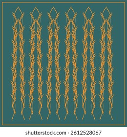 Grass border pigtail in Art Deco style