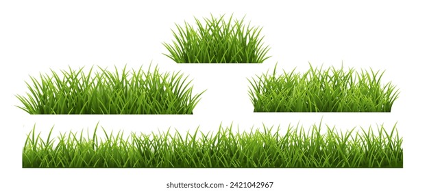Grass Border Set And Isolated White Background And Isolated White Background , Vector Illustration