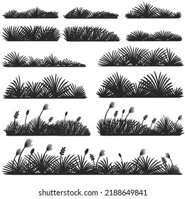 Grass border silhouette set collection vector illustration for your company or brand