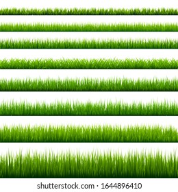 Grass borders collection. Green meadow nature background. Easter card design element. Vector illustration.