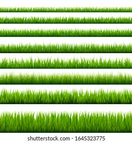 Grass borders collection. Green meadow nature background. Easter card design element. Vector illustration.