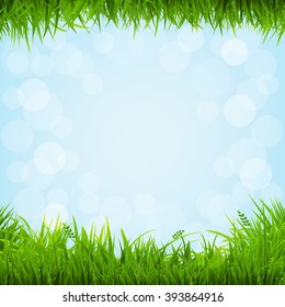 Grass Borders With Gradient Mesh, Vector Illustration