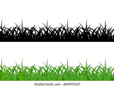 Grass borders, green and black on white background