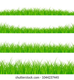 Grass Borders Set. Grass Plant Panorama. Grass border or frame. Vector illustration isolated on white background