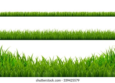 Grass Borders Set, Vector Illustration