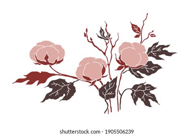 Grass branch for botanical design, rustic  design. Hand drawn vector illustration on a white background.