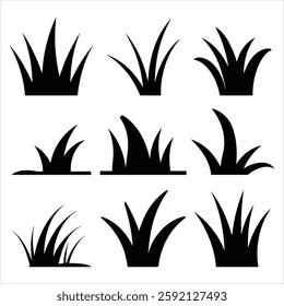 Grass Bundle Set Silhouette Vector Illustration Pack for Nature Landscaping and Outdoor Design Elements