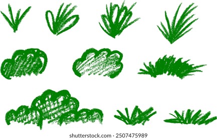 Grass and Bush Chalk Crayon Drawing